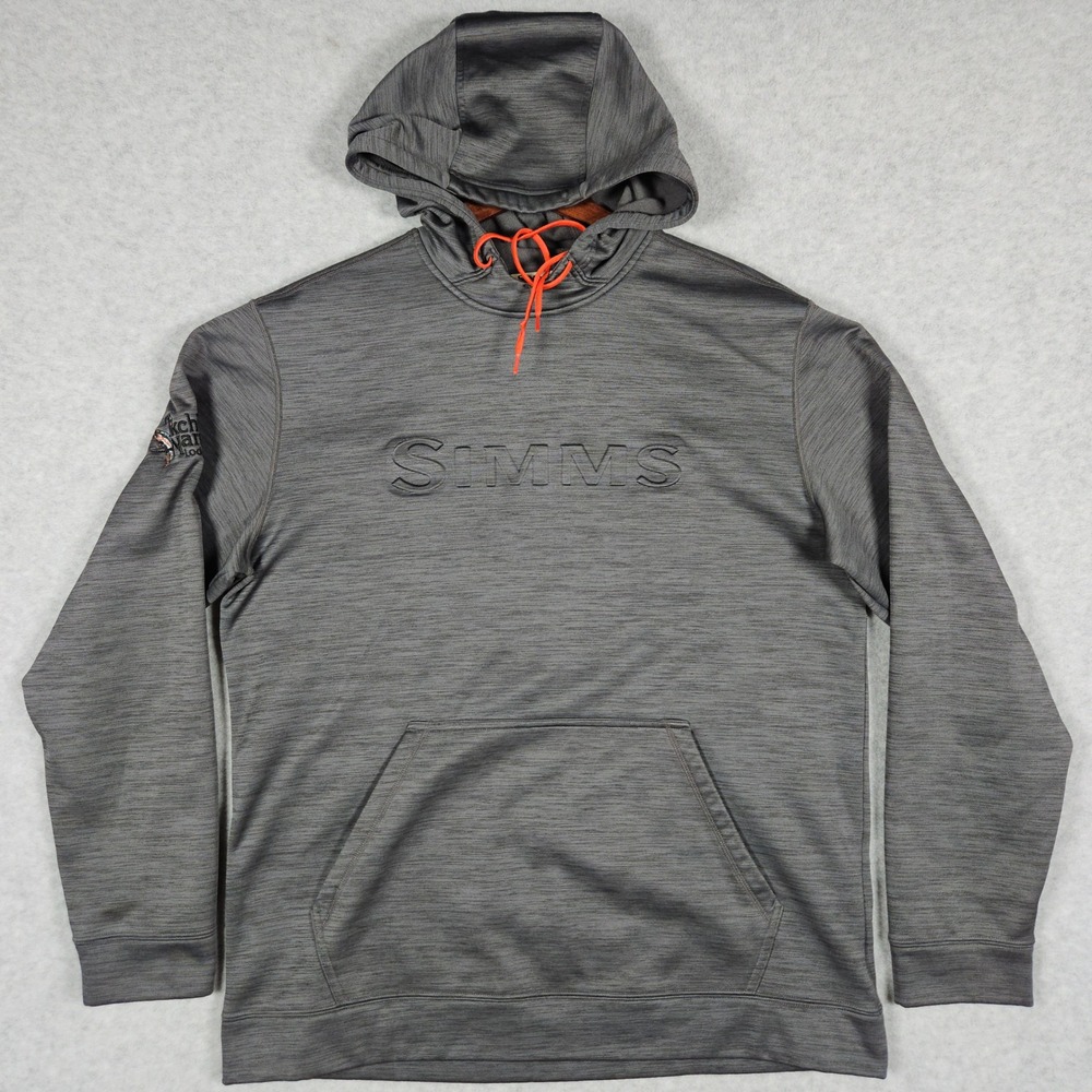 Simms (Men's Large) Gray Hoodie Pullover Sweatshirt Performance Fishing Outdoor